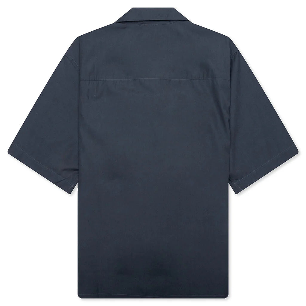 Organic Hidden Logo Poplin Cotton Shirt Dark Ash
