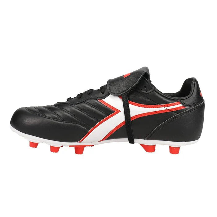 Diadora Brasil OG LT T MDPU FG Firem Ground Soccer Cleats Black White Red