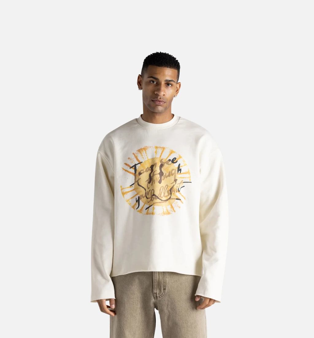 I Can See Through Your Bullshit Crew Mens Long Sleeve White