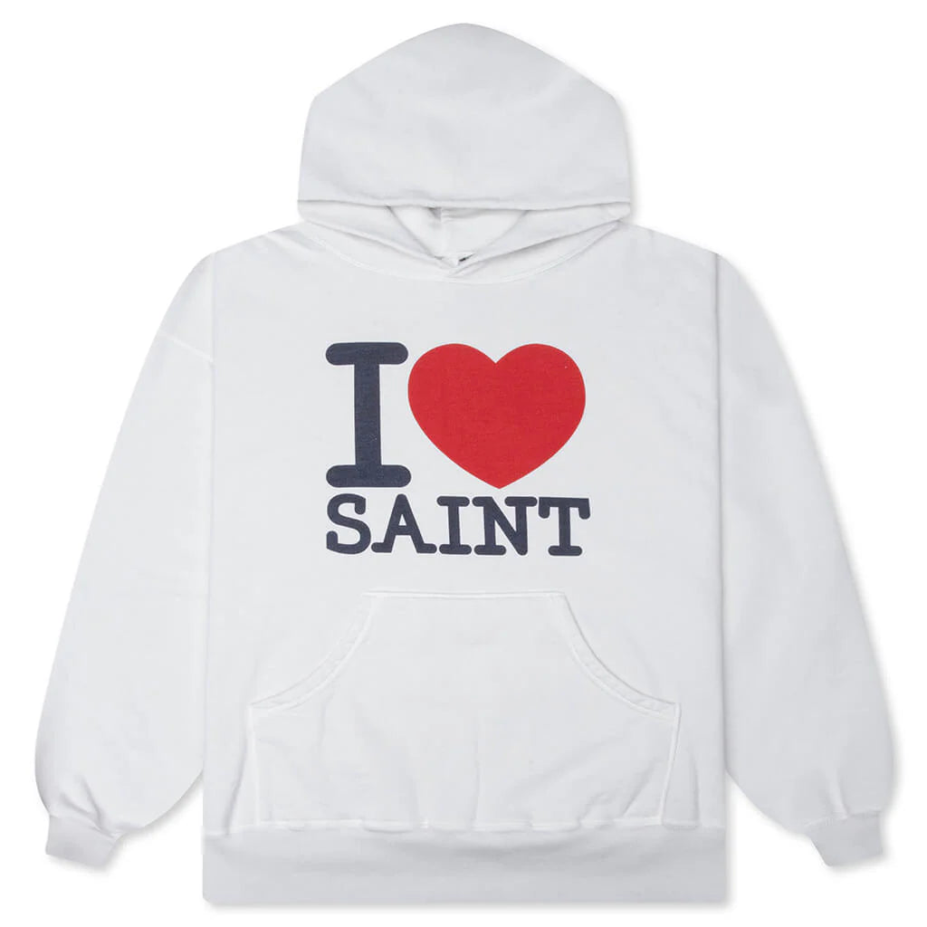 I Love Saint Hoodie White