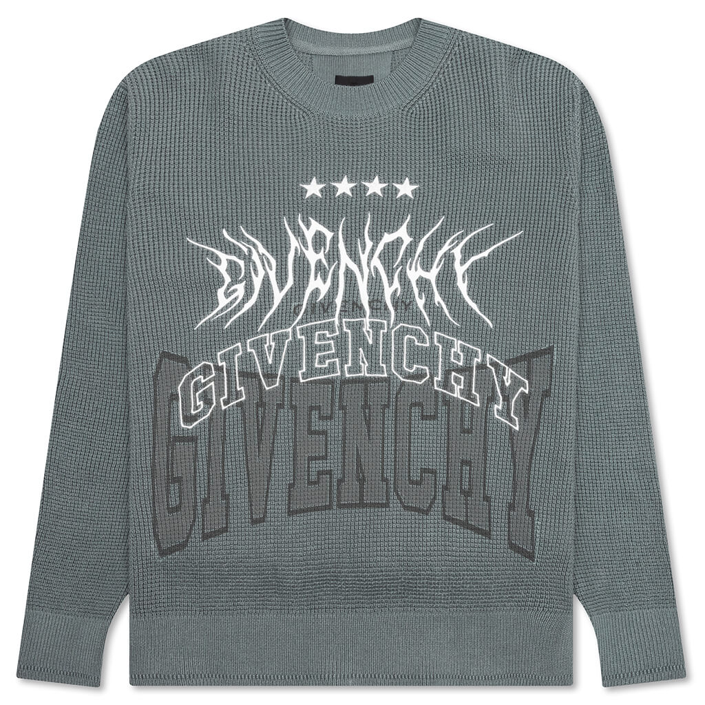 Embroidered Metal Logo Crewneck Titanium