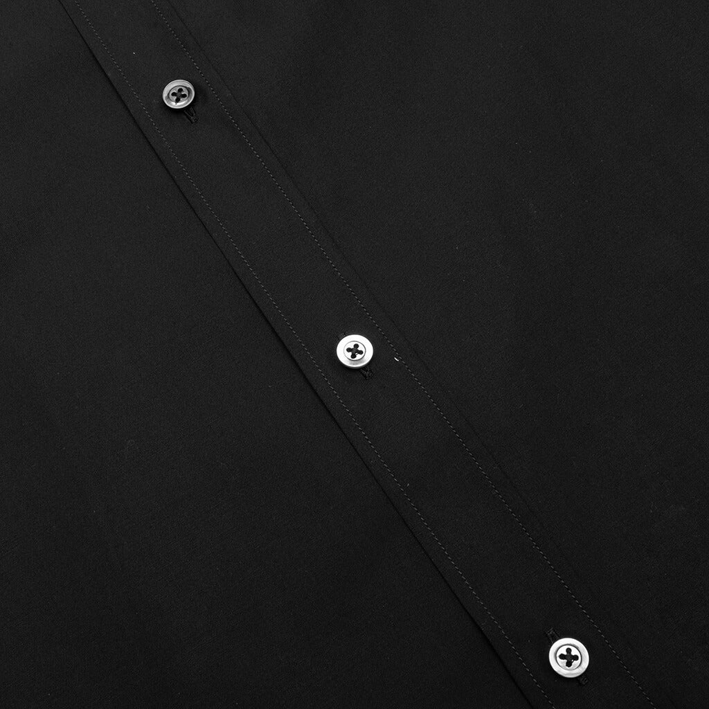 Point Collar Short Sleeve Shirt Black
