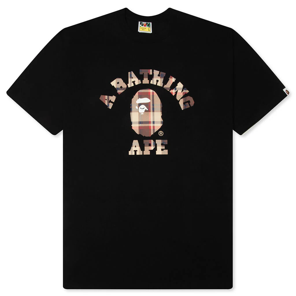 BAPE Check College Tee Black Red