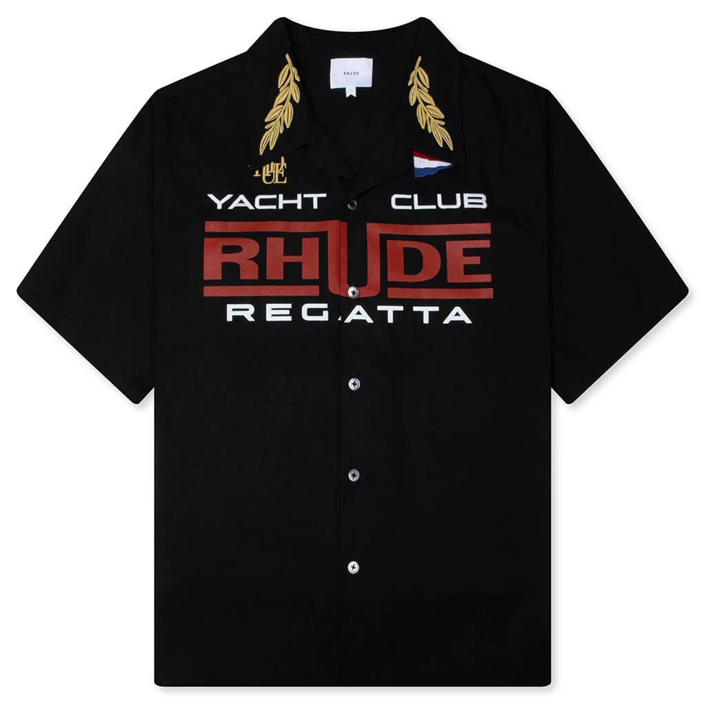 Rhude Regatta Club Shirt Black White Yellow Red