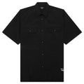 Curved Hem Nylon Short Sleeve Shirt Black