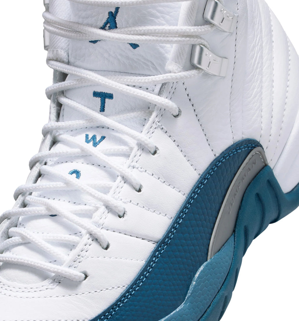 Air Jordan 12 Retro French Blue Grade School Lifestyle Shoe White French Blue Metallic Silver Varsity Red