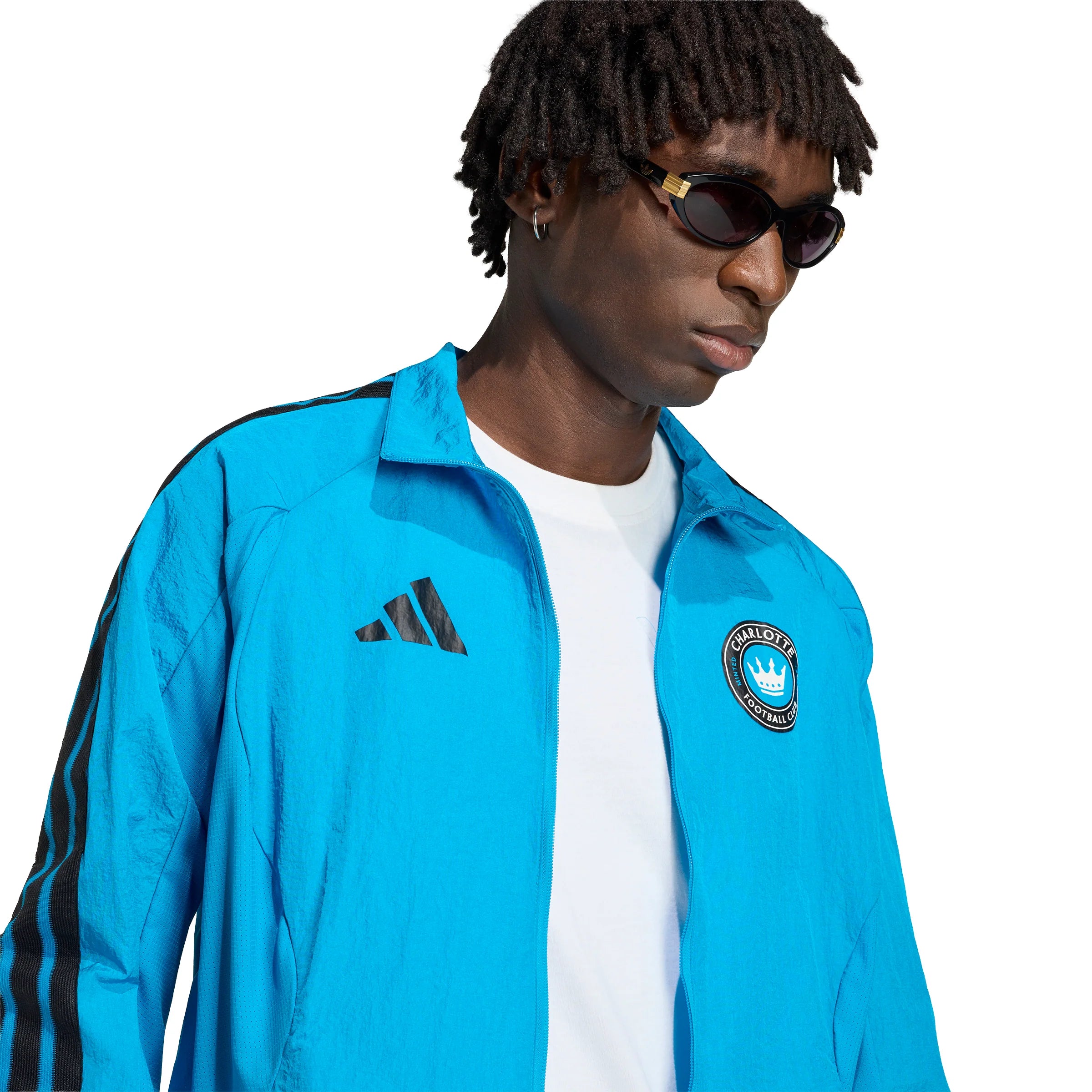 adidas Charlotte FC Anthem Mens Soccer Jacket Blue Black