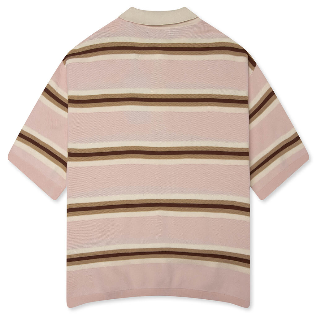 Knit Striped Polo Soft Pink Stripe