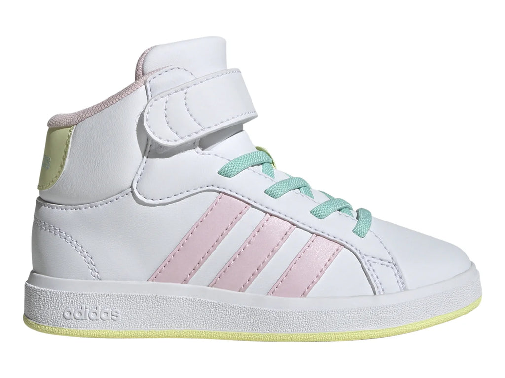 Tenis Adidas Grand Court Mid Blanco y Rosa para Niña