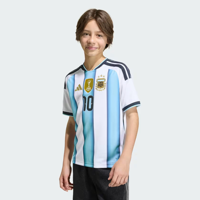adidas Argentina Home 10 Messi Youth Soccer Jersey 26 White Blue