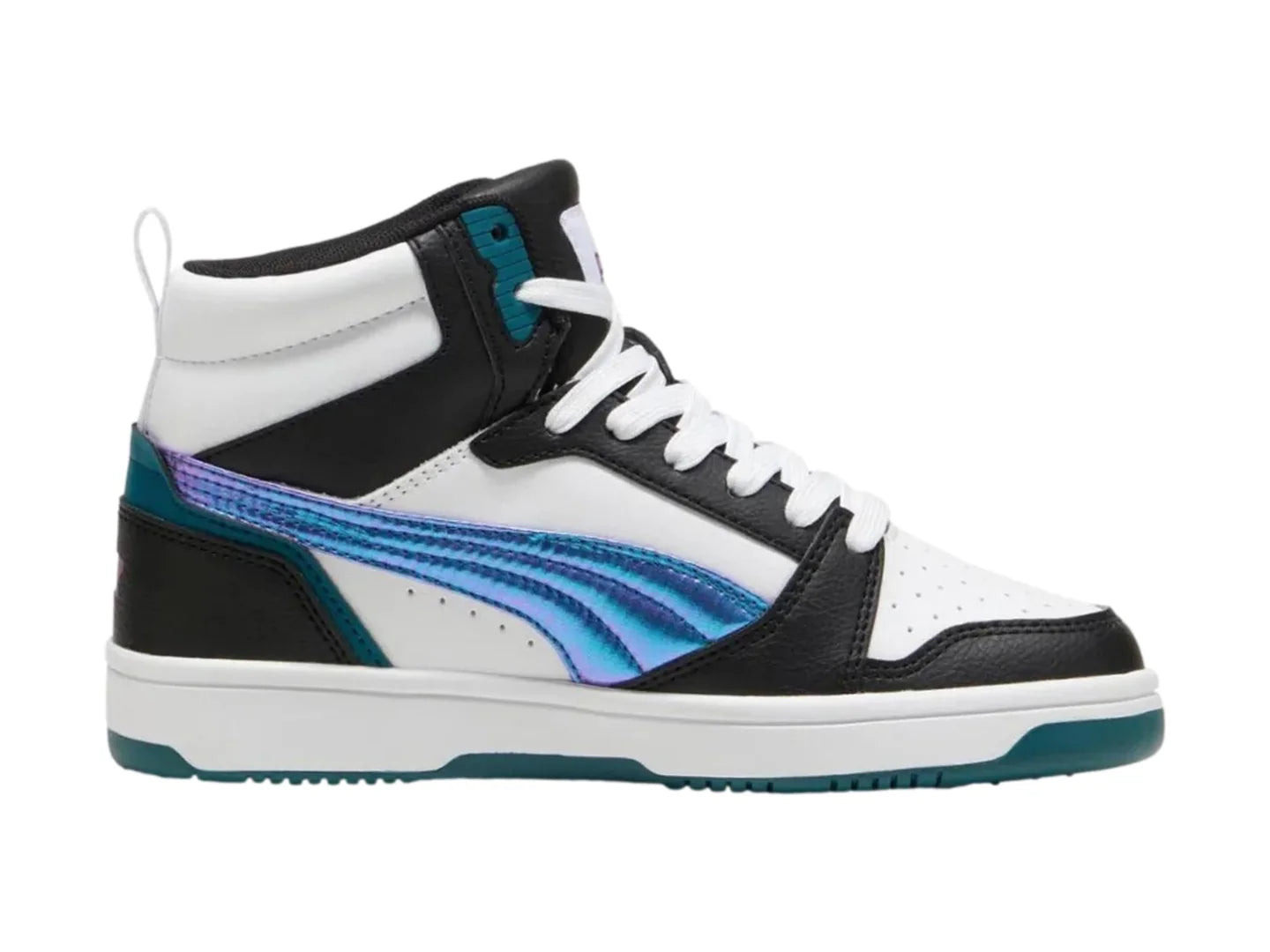 Tenis PUMA Rebound V6 Mid Negro y Magenta para Niña