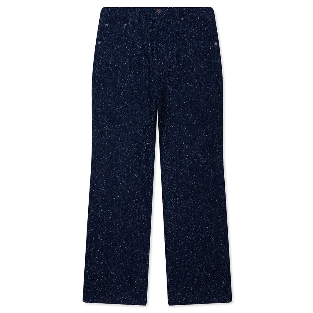 Nep Yarn Wide Leg Pant Blue