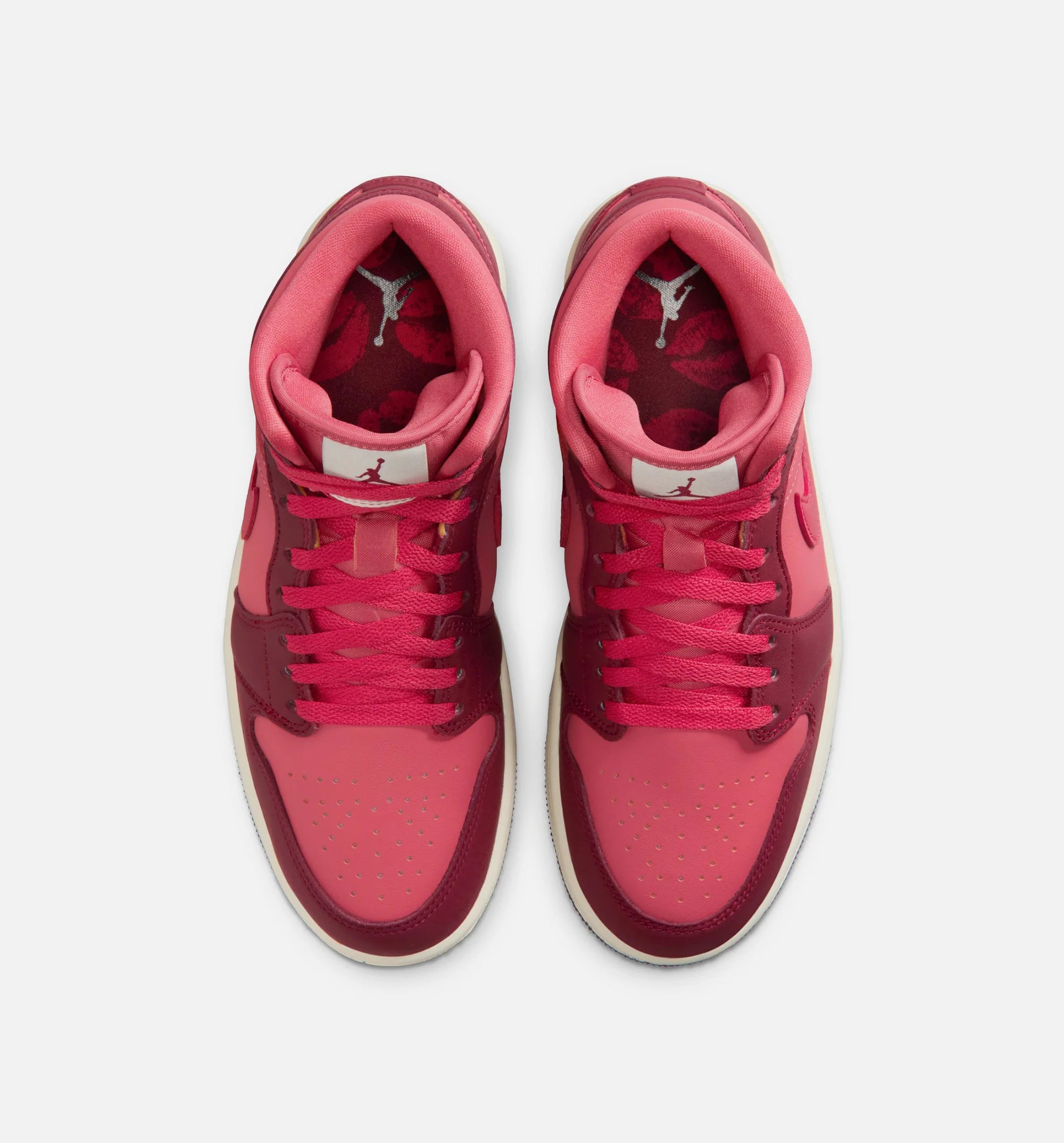 Air Jordan 1 Mid SE Valentines Day Womens Lifestyle Shoe Team Red Sierra Red Pueblo Red