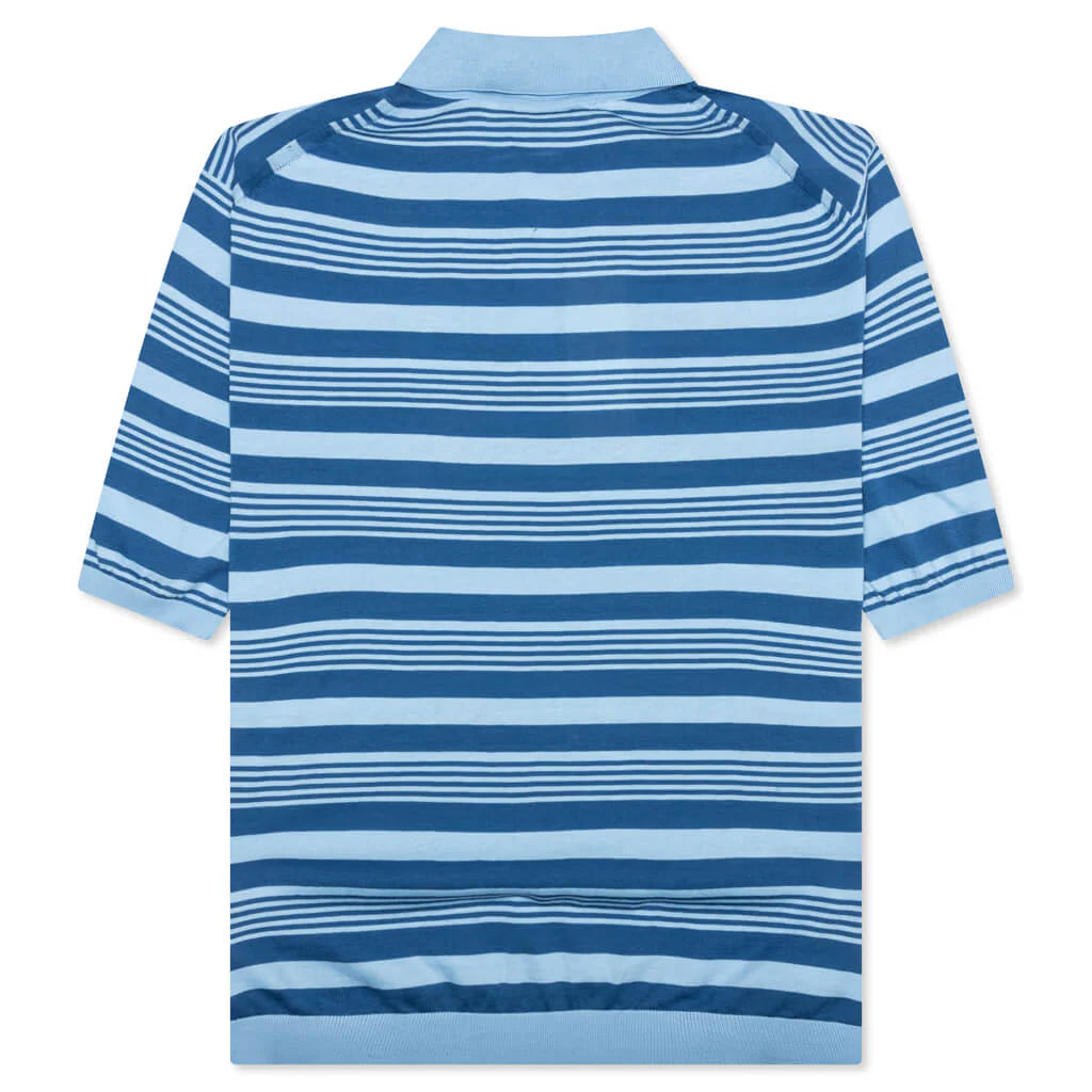 Mixed Striped Polo Shirt Azure