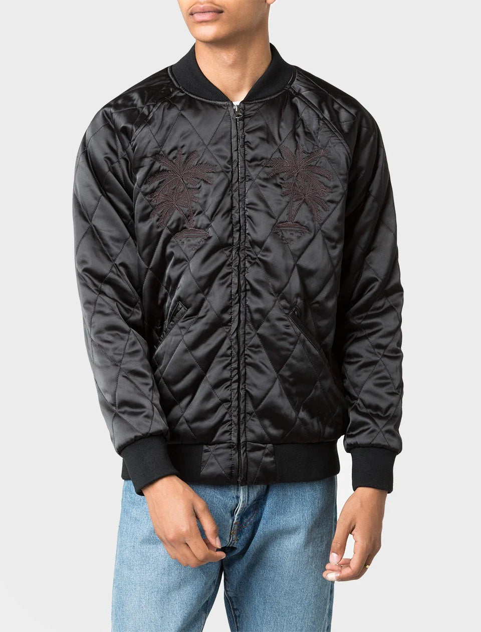 Satin Palm Mens Jacket Black