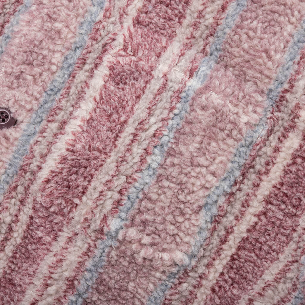 Stripe Sherpa Shirt Berry