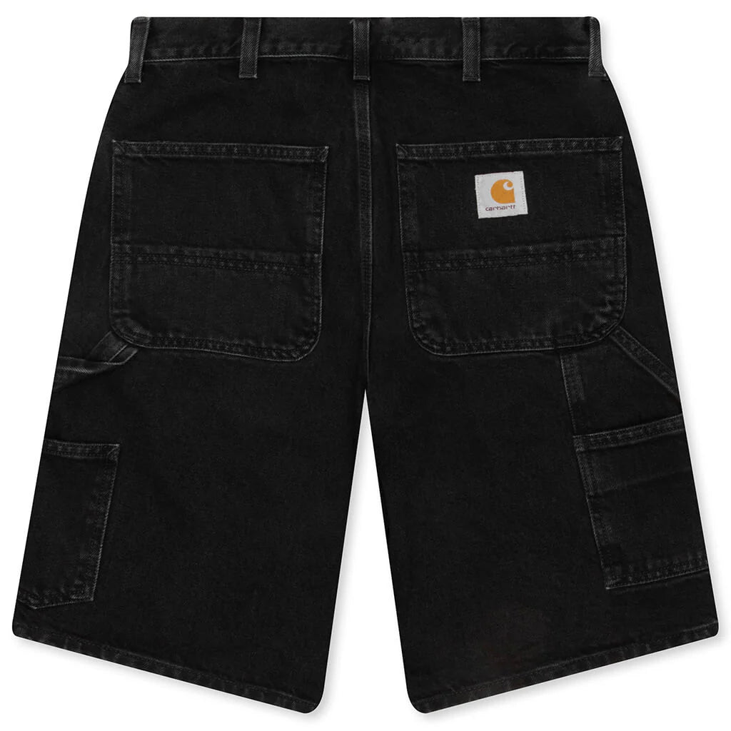 Single Knee Short Black Stone Washed