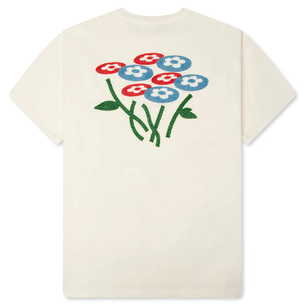 Beads Classic Flower Tee Washed Cream