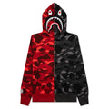 Color Camo Separate Shark Full Zip Hoodie Red Black