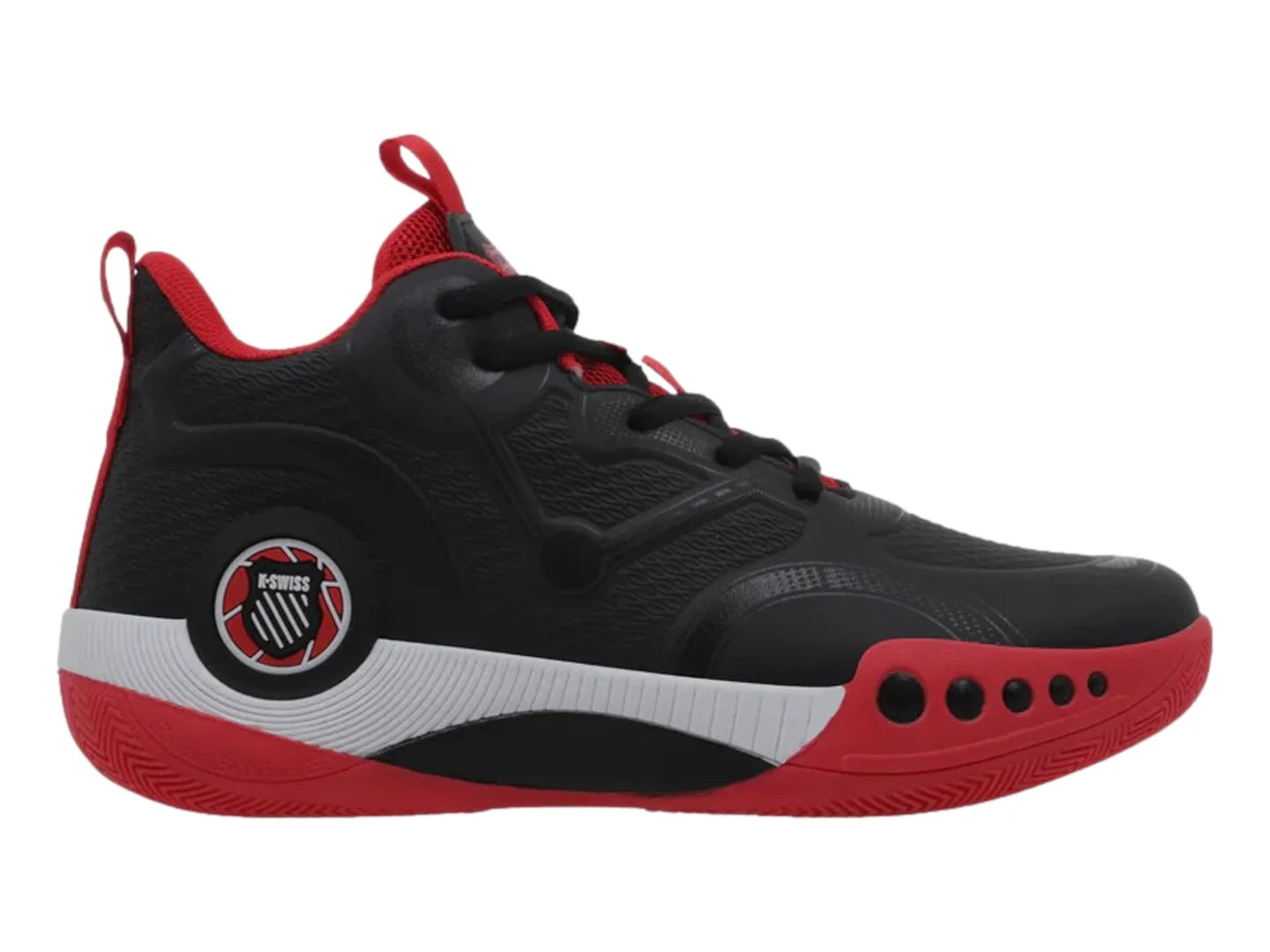 Tenis K Swiss Bronny Jr Negro y Rojo para Niño