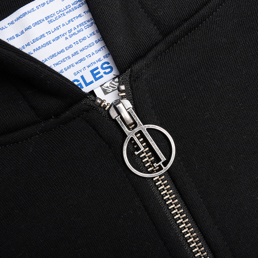 Lace Panel Hoodie Black