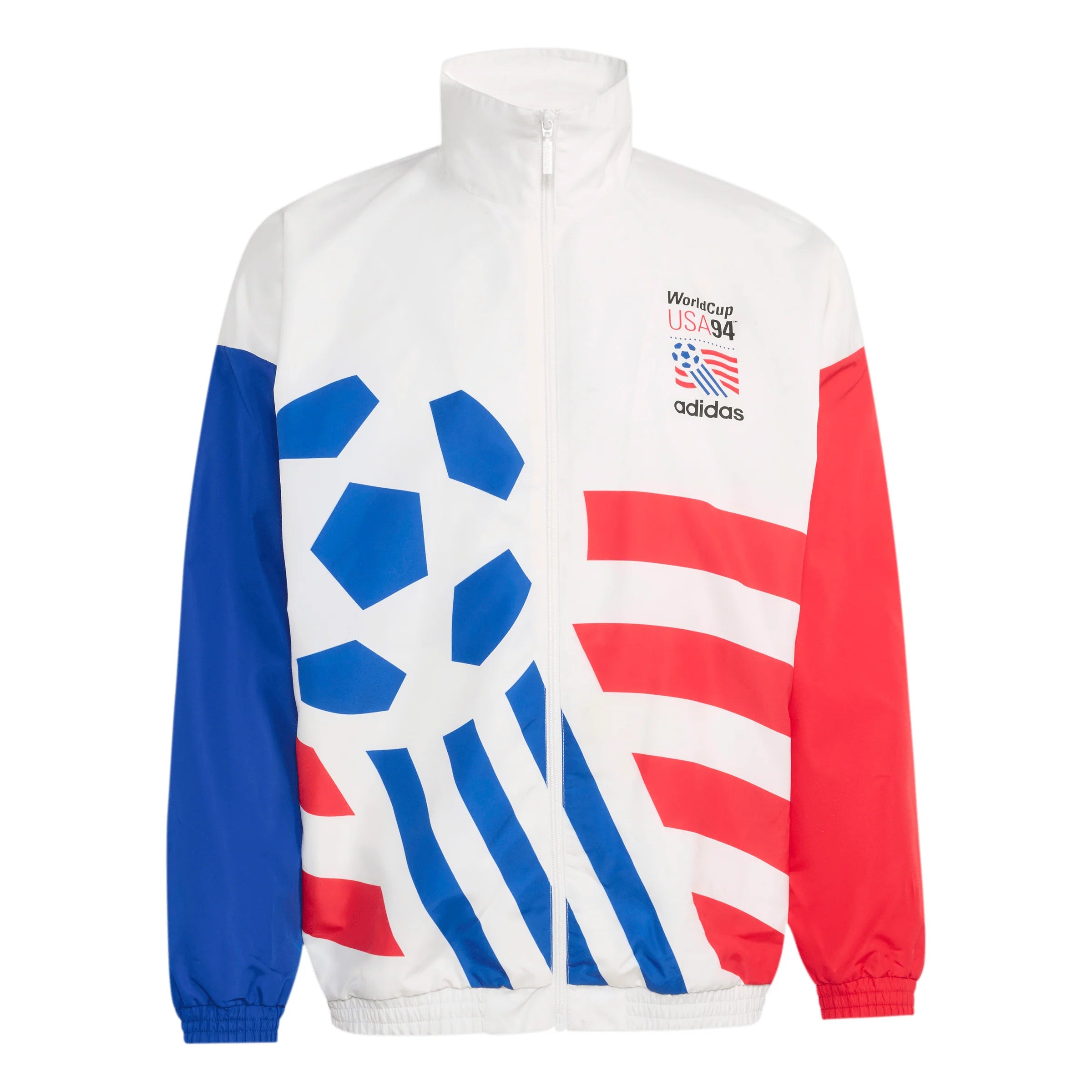 adidas Graphic Woven Mens Soccer Track Top White Blue Red