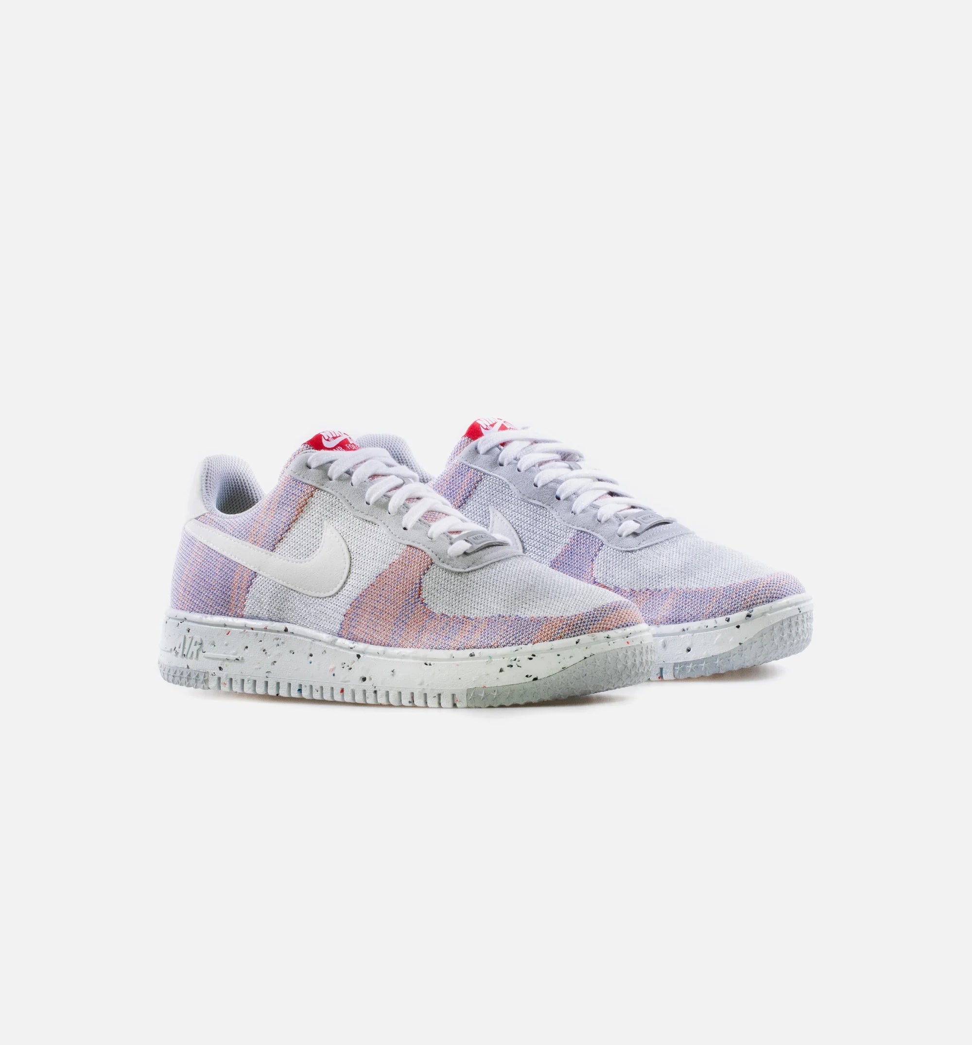 Air Force 1 Crater FlyKnit Mens Lifestyle Shoe Wolf Grey Pure Platinum Gym Red White