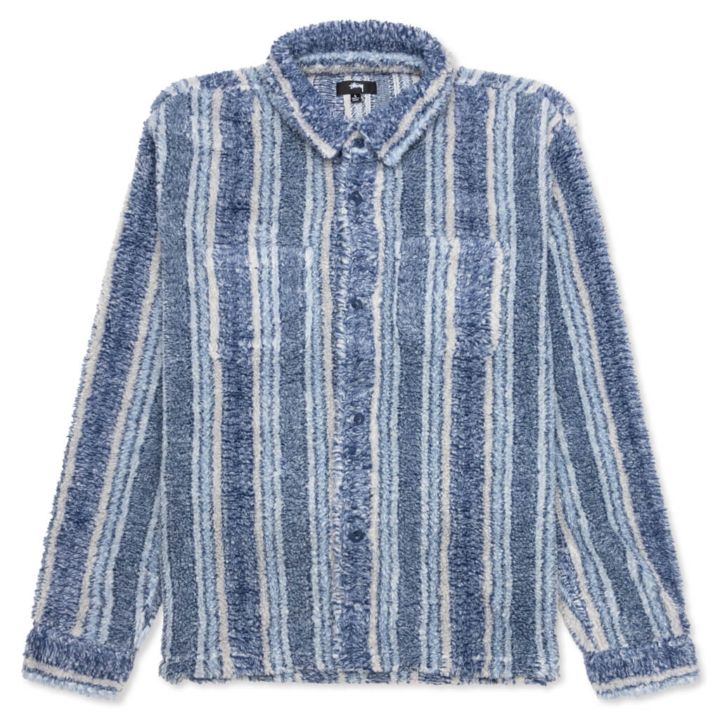 Stripe Sherpa Shirt Indigo