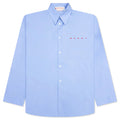 Light Blue Organic Poplin Shirt With Peeping Logo Iris Blue