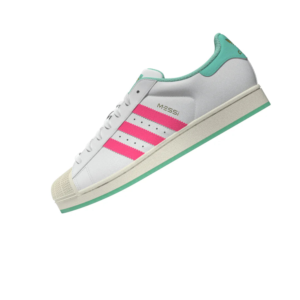 adidas Superstar Messi Mens Soccer Shoes White Pink Aqua