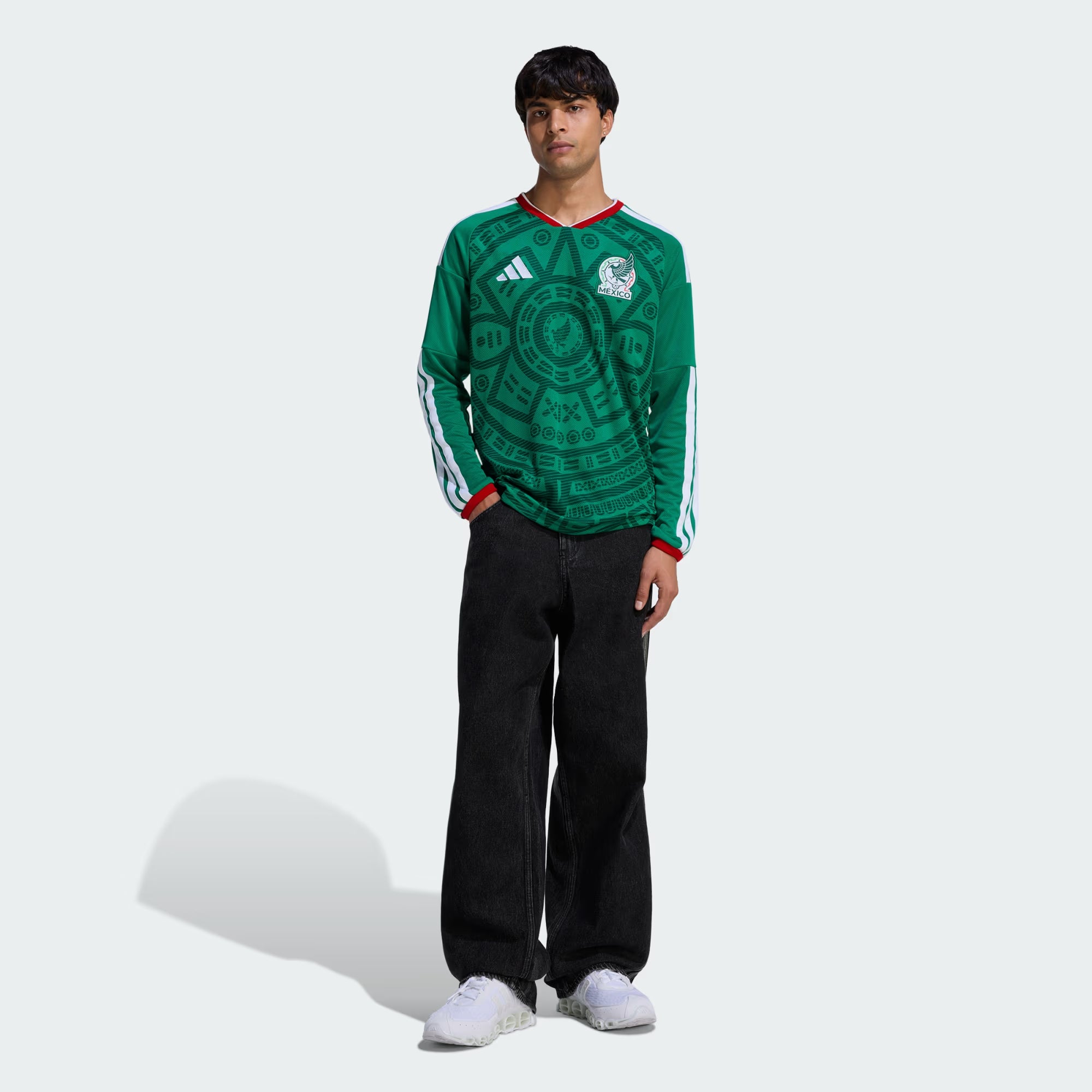 adidas Mexico Home Long Sleeve Mens Soccer Jersey 2026 Green