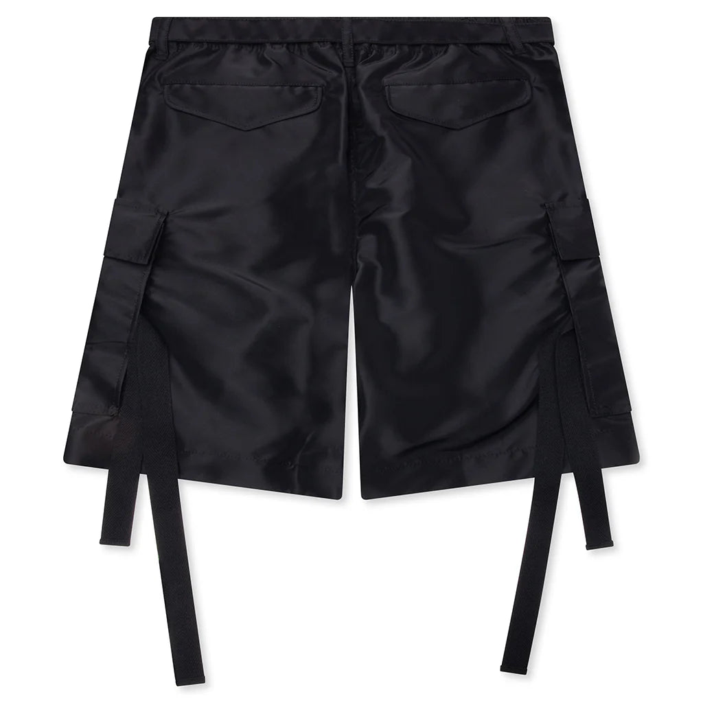 Belted Nylon Bermuda Cargo Shorts Black
