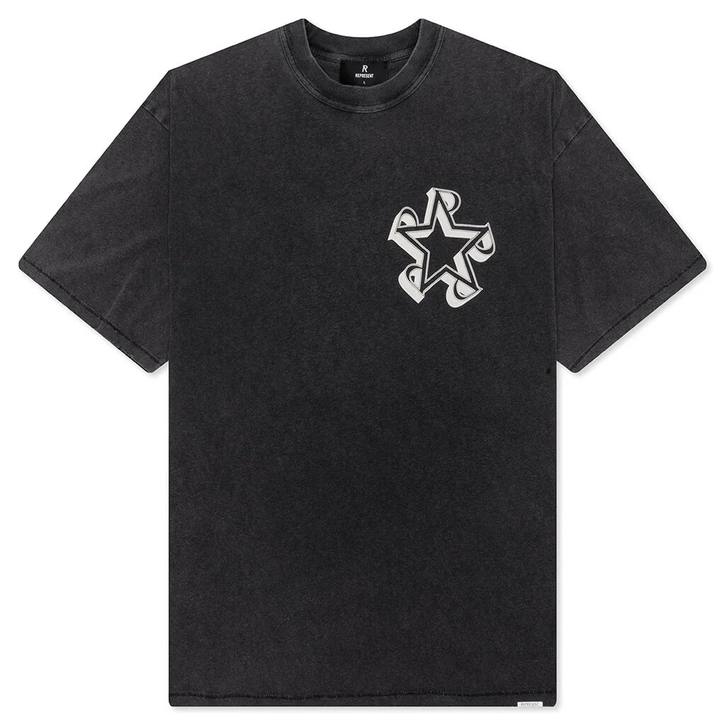 Initial Star T Shirt Vintage Grey