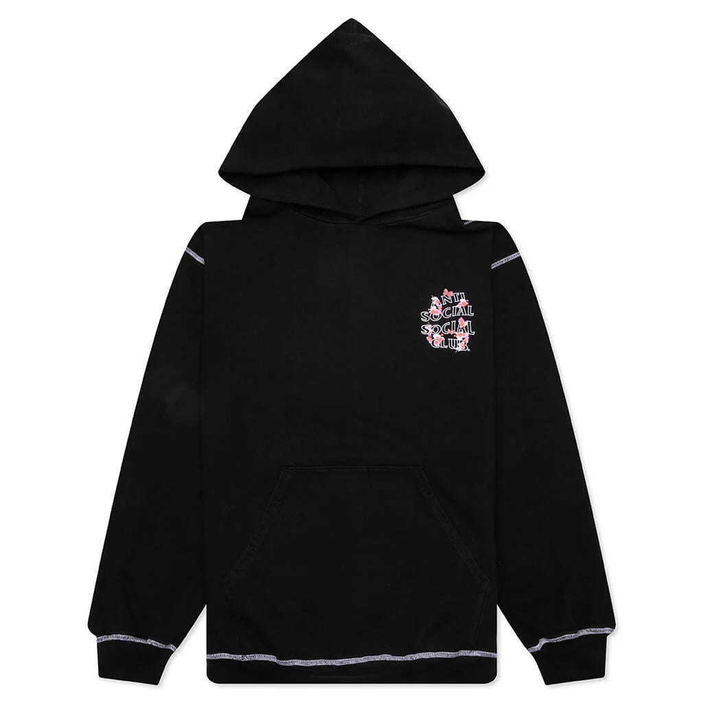 Contrast Stitch Hoodie Black
