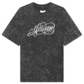 Womens Short Sleeve Oversized Graphic T Shirt with Swarovski Crystals Off Noir