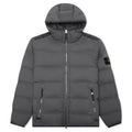 Real Feather Hooded Jacket Lead Grey