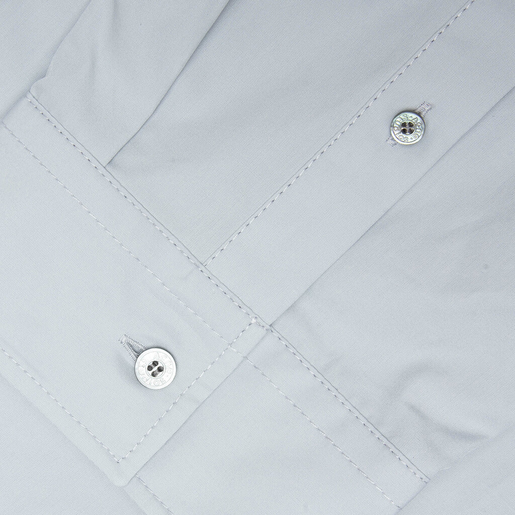 Embroidered Logo Button Up Shirt Cold Grey