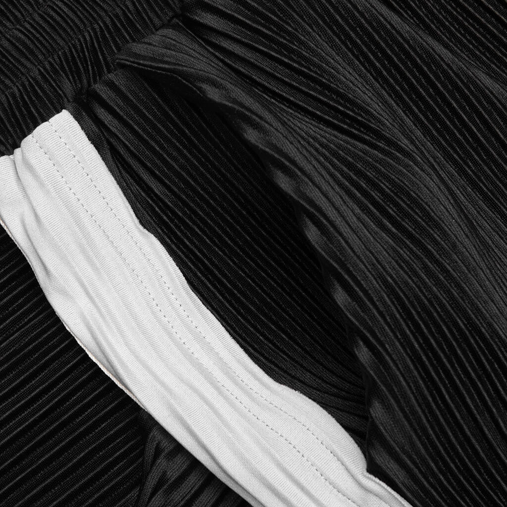 Weave Trim Pleat Pants Black Blue