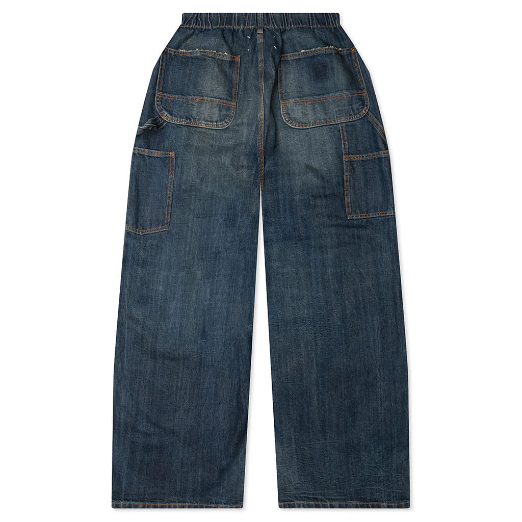 Wide Leg Denim Pants Blue Wash