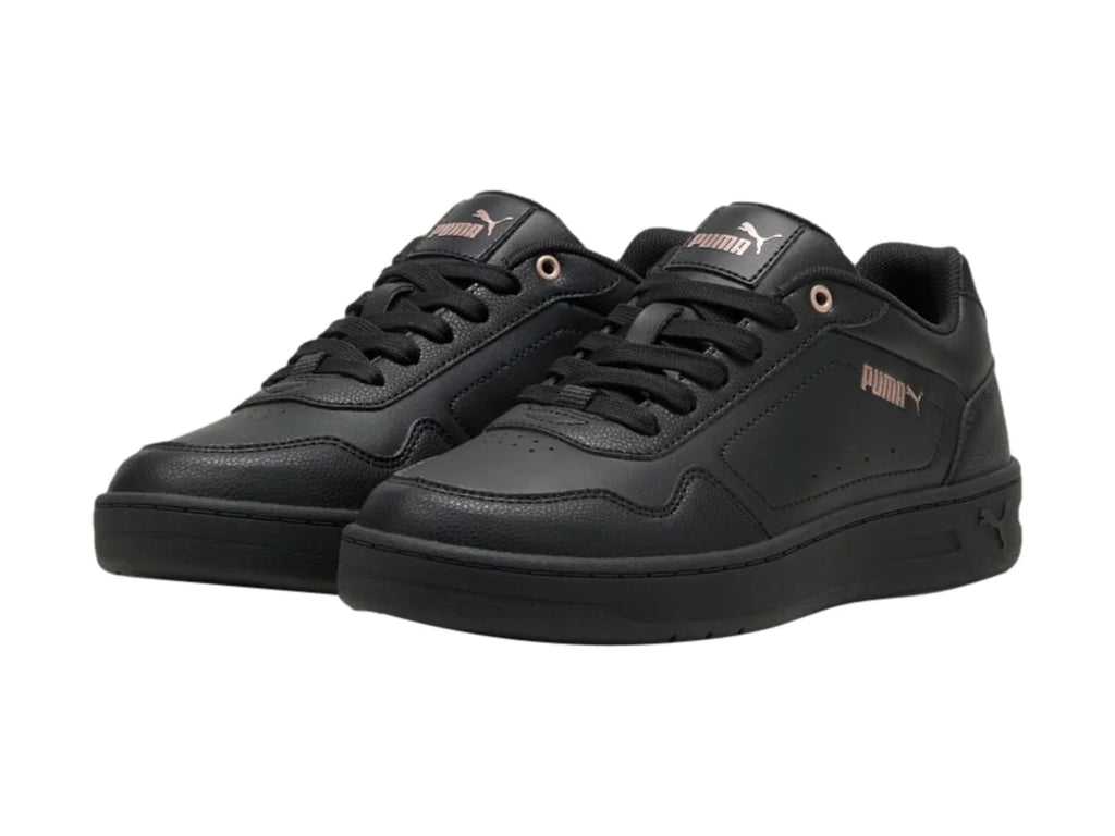 Tenis Puma Court Classy Negro y Oro Rosa para Mujer