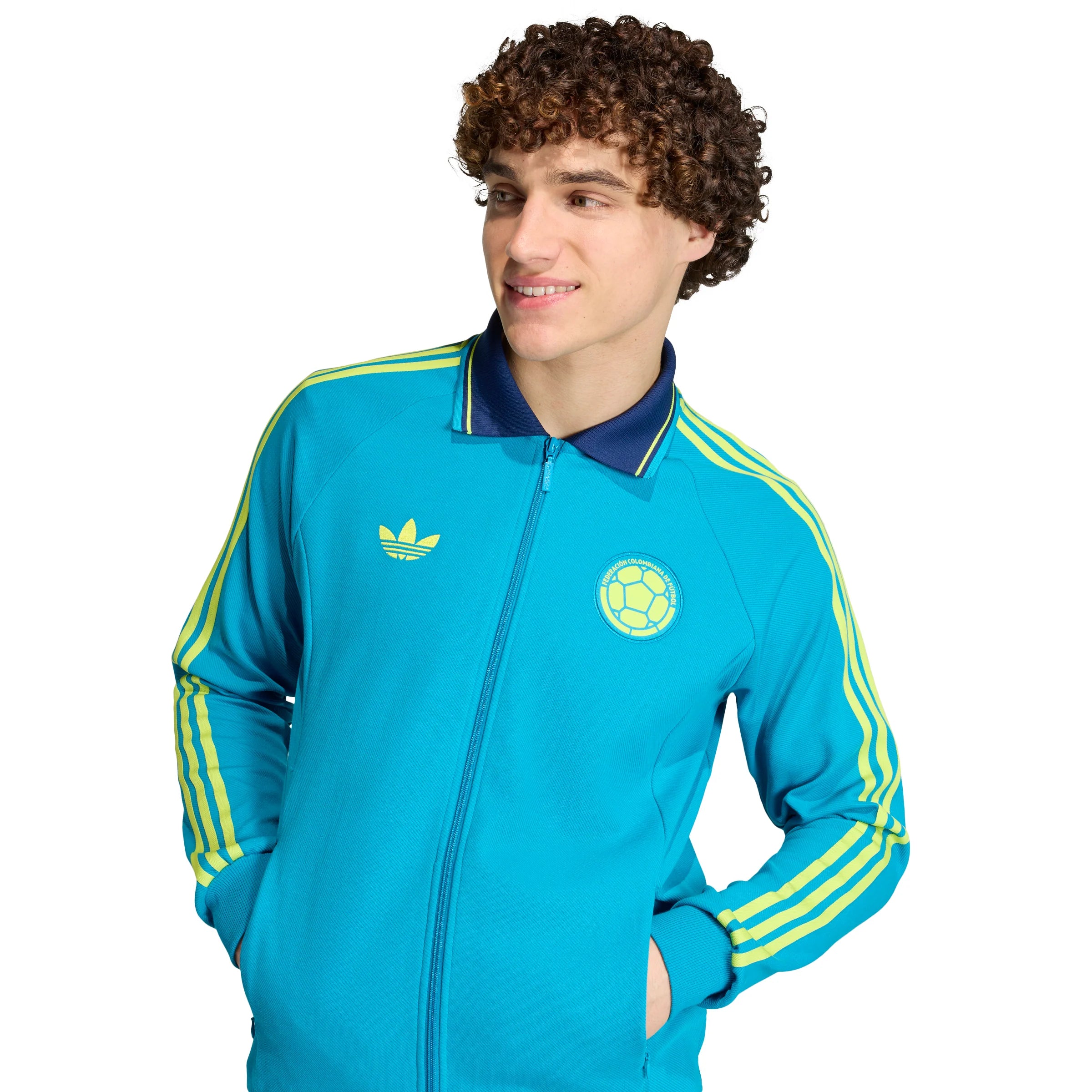 adidas Colombia Away Anthem Mens Soccer Jacket Turquoise