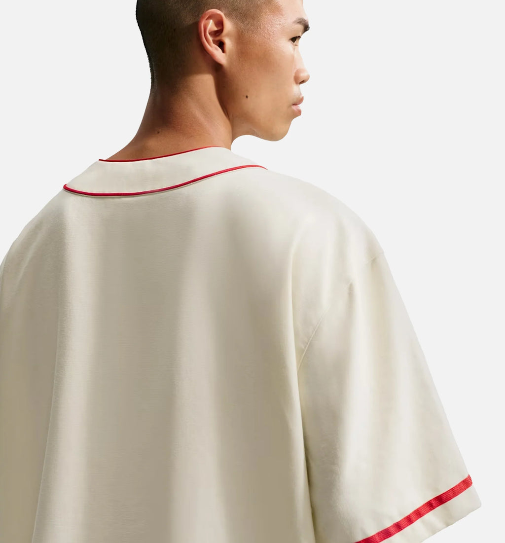 Nike Life Vintage Sport Mens Short Sleeve Shirt Coconut Milk University Red Black