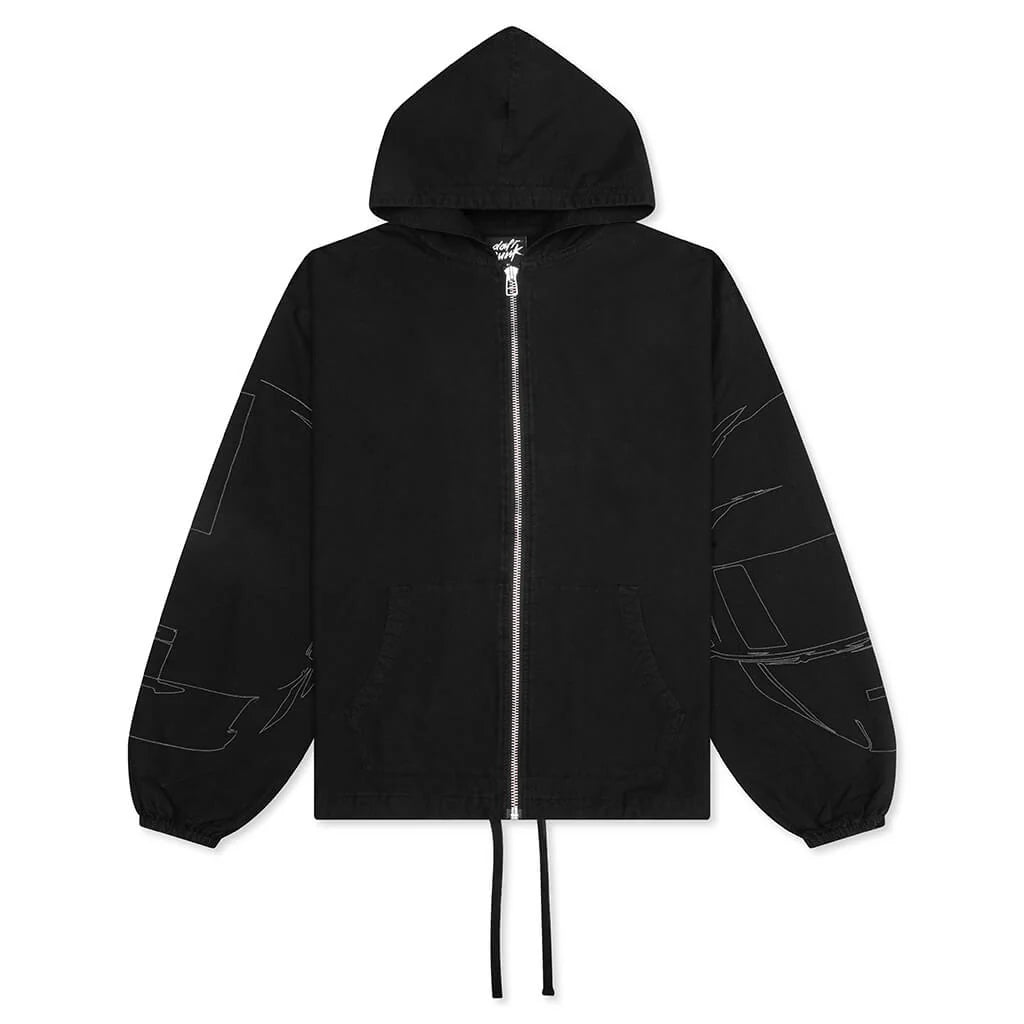 Digital Zip Poncho Hoodie Black
