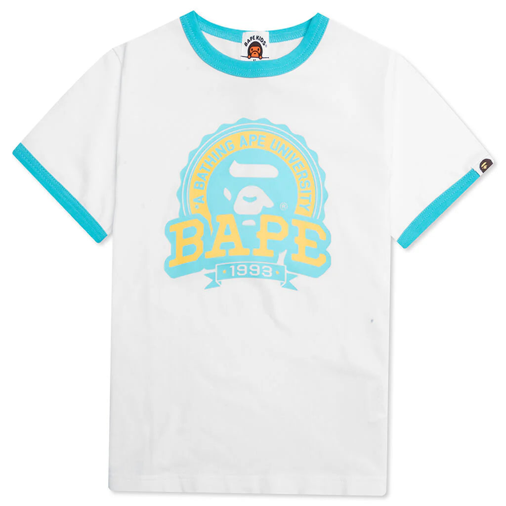 Kids Bape Emblem Tee White
