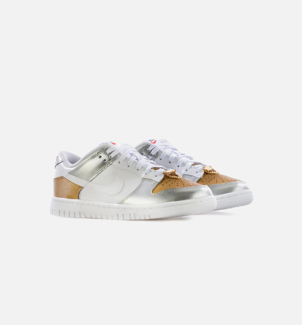 Dunk Low Metallic Womens Lifestyle Shoe Gold White Silver