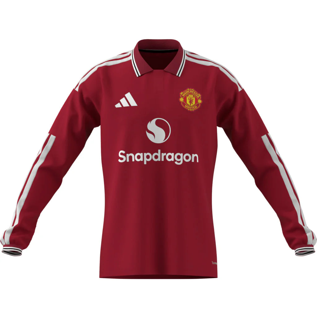 adidas Manchester United Home Long Sleeve Mens Soccer Jersey 26 27 Red White
