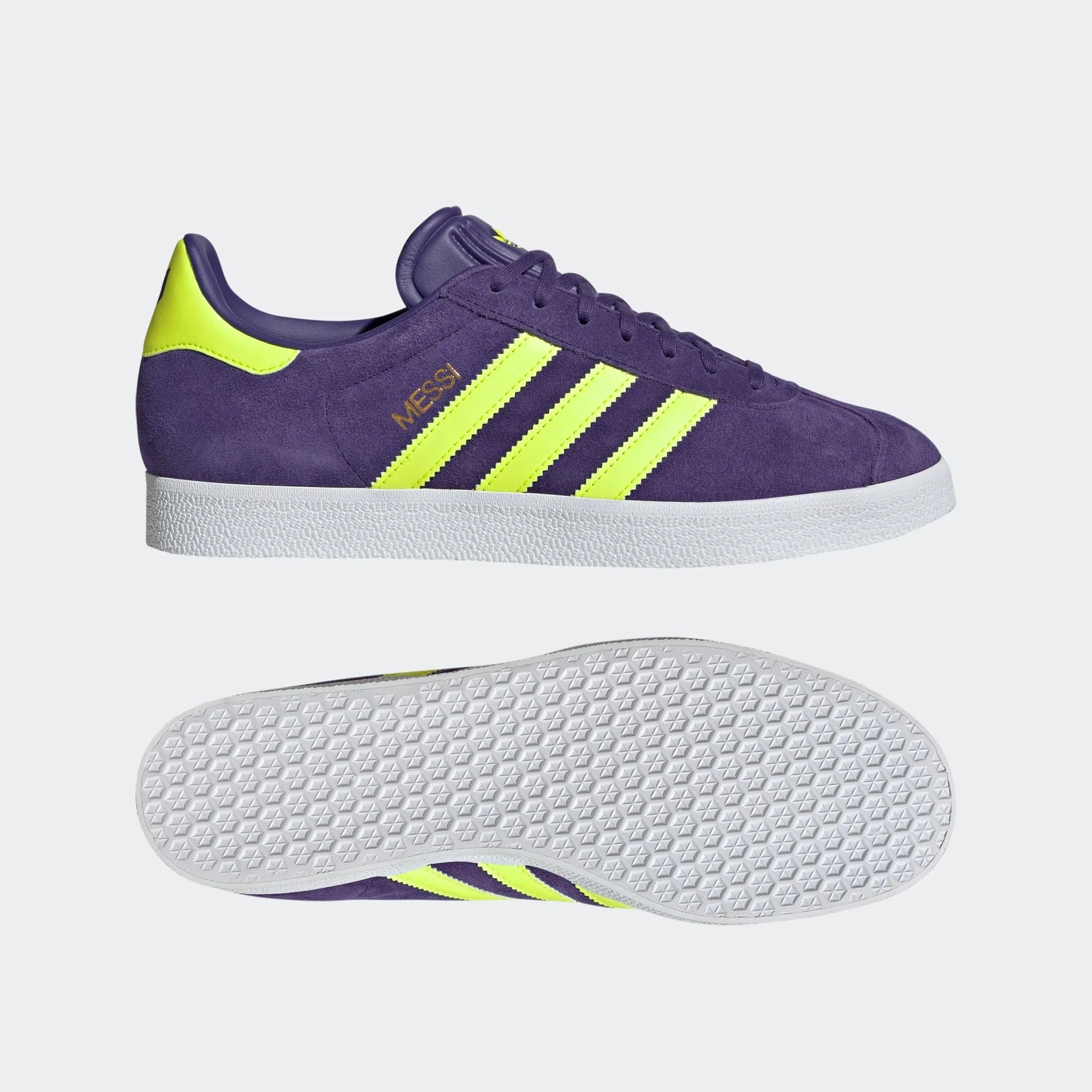 adidas Gazelle Messi Shoes Purple Lucid Lemon White