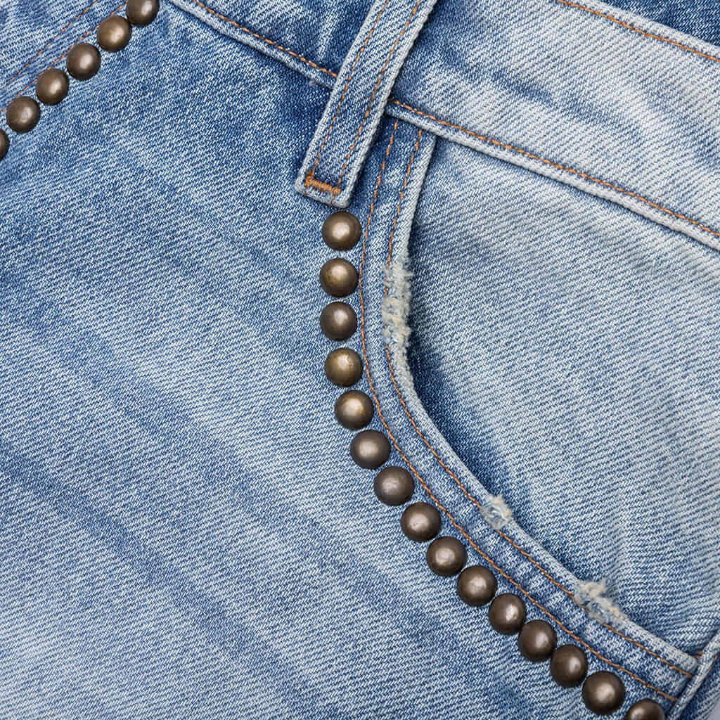 Studded Cowboy Denim Blue Denim