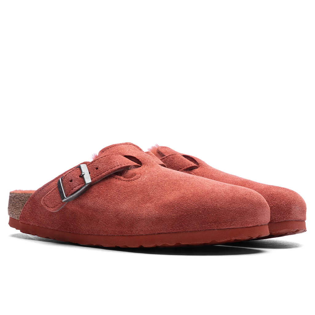 Womens Narrow Boston Suede Sienna Red