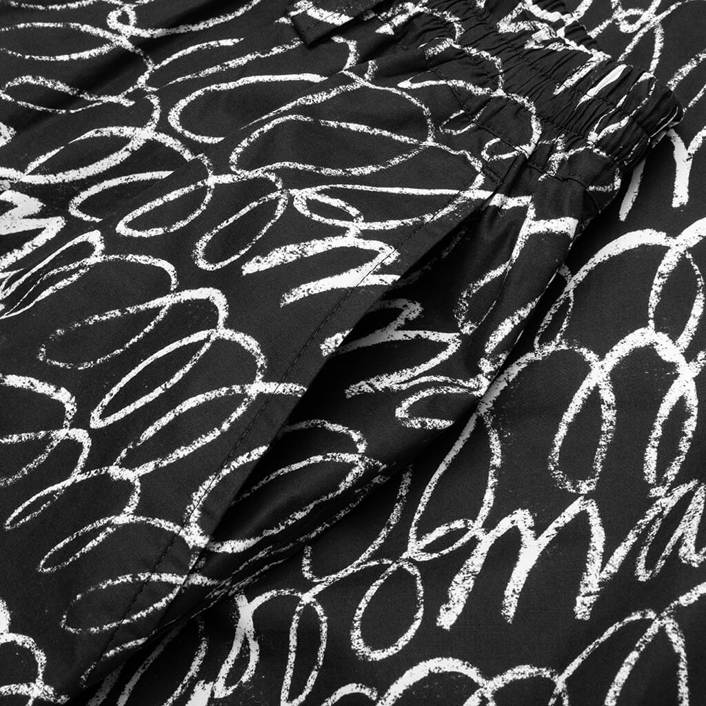 Scribbled Poplin Shorts Black